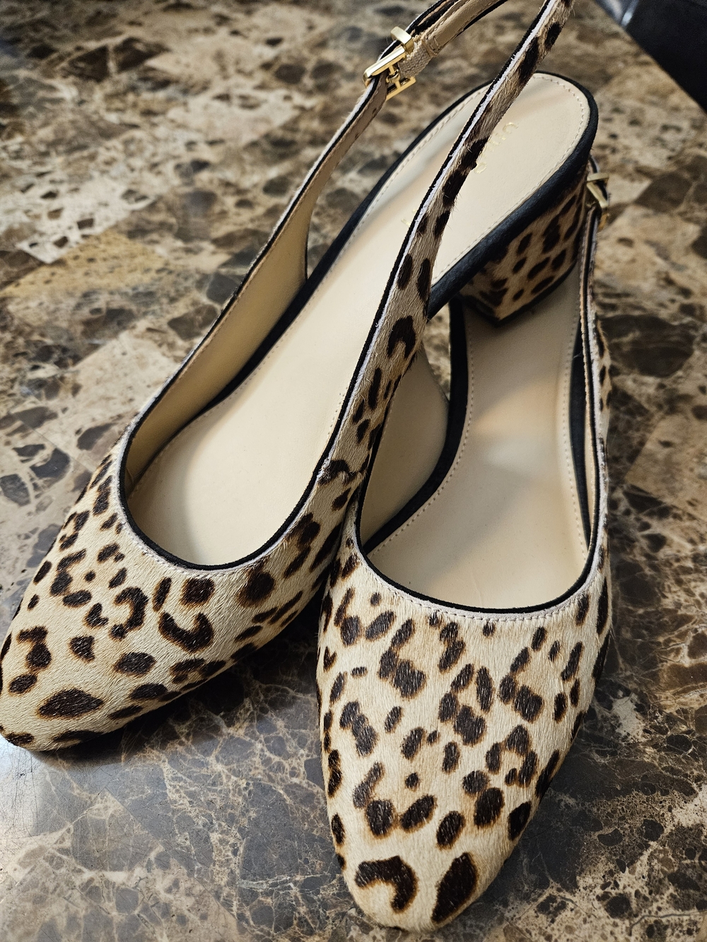 Leopard Print Slingback Block Heels Size 9  Real Cow Hair